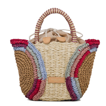 Borsa da mare effetto paglia con dettagli marroni Romeo Gigli Aura, Borse e accessori Donna, SKU b516000090, Immagine 0